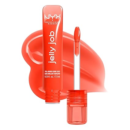 NYX PROFESSIONAL MAKEUP Jelly Job Lip Gloss, Lip Tint Gloss with Full-Bodied, Smoothing, and Hyper-Glossy Shine - Orange Ya Jelly? (Tangerine)