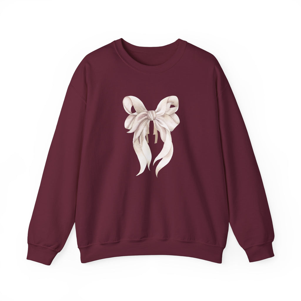 Bow Sweatshirt, Coquette Girl Sweatshirt, Feminine Floral Bow Crewneck