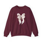 Bow Sweatshirt, Coquette Girl Sweatshirt, Feminine Floral Bow Crewneck