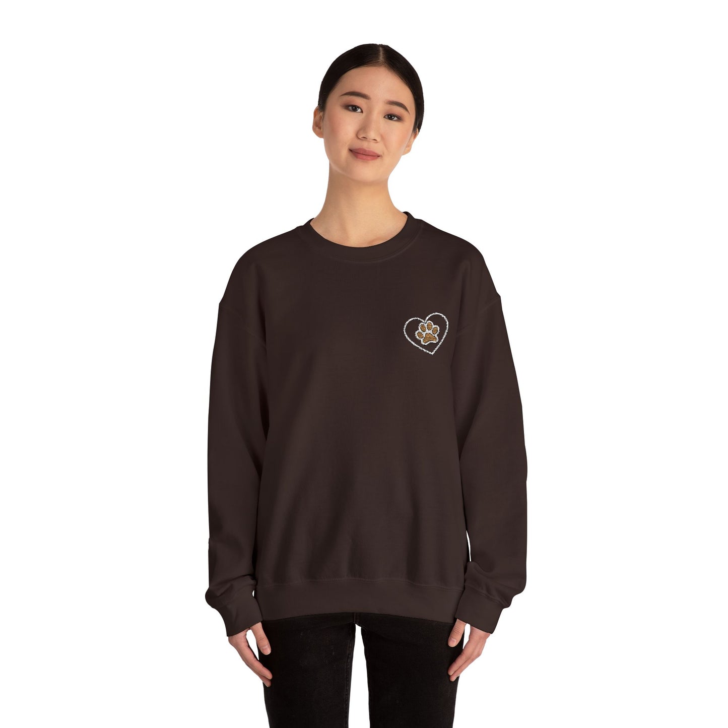 Paw in Heart Embroidered  Sweatshirt, Dog Lover Gift, Animal Embroidered Jumper, Pet Owner Apparel, Cozy Pullover, Cute Graphic Top