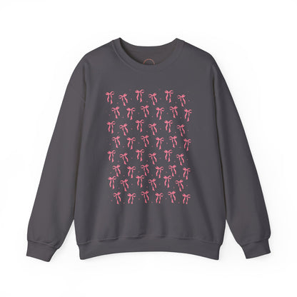 Pink Bow Unisex Sweatshirt, Coquette Aesthetic Jumper, Cute Pullover, Soft Blush