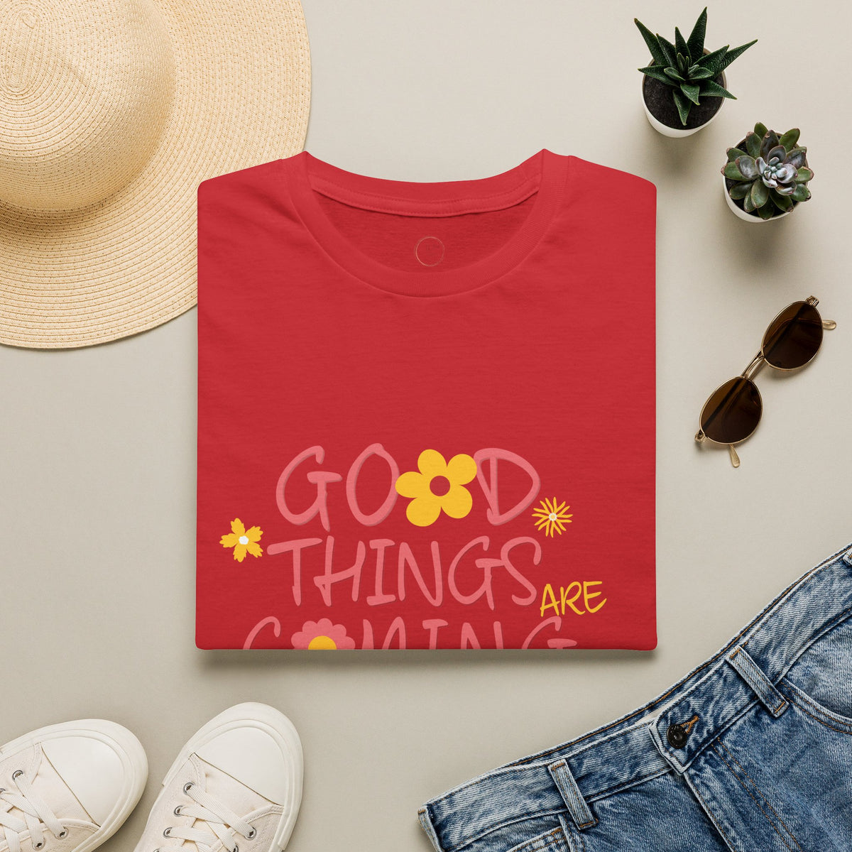 Good Things Are Coming T-Shirt — Positive Floral Graphic Tee
