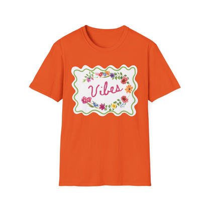 Florals and Good Vibes Unisex Softstyle T-Shirt, Casual Tee, Flower Shirt, Positive Vibes, Gift for Her, Summer Fashion