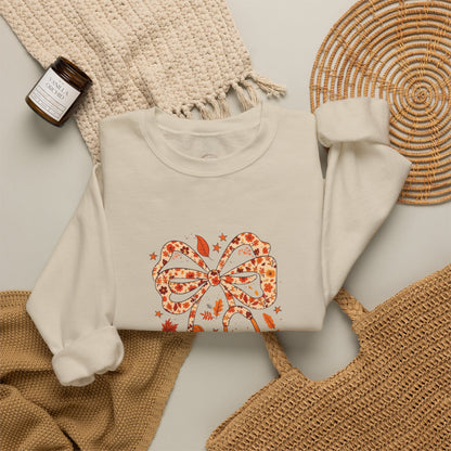 Leopard Bow Paw Print Crewneck Sweatshirt