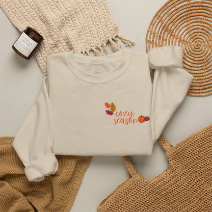 Crewneck Sweatshirt — Cozy Season Fall Leaves "Cozy Season" Design