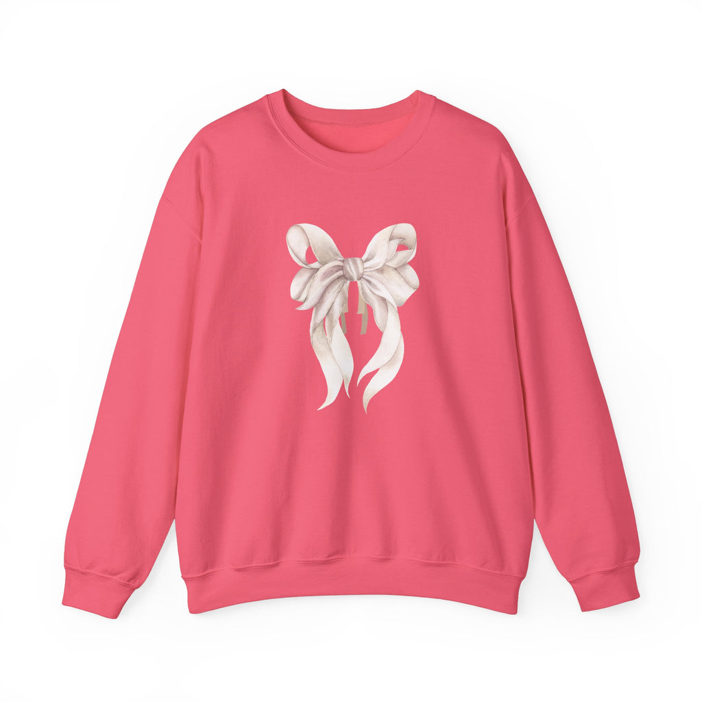 Bow Sweatshirt, Coquette Girl Sweatshirt, Feminine Floral Bow Crewneck
