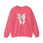 Bow Sweatshirt, Coquette Girl Sweatshirt, Feminine Floral Bow Crewneck