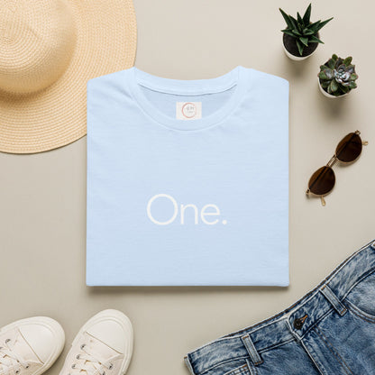 One. Minimalist Graphic Tee — Simple Typography Black T-Shirt