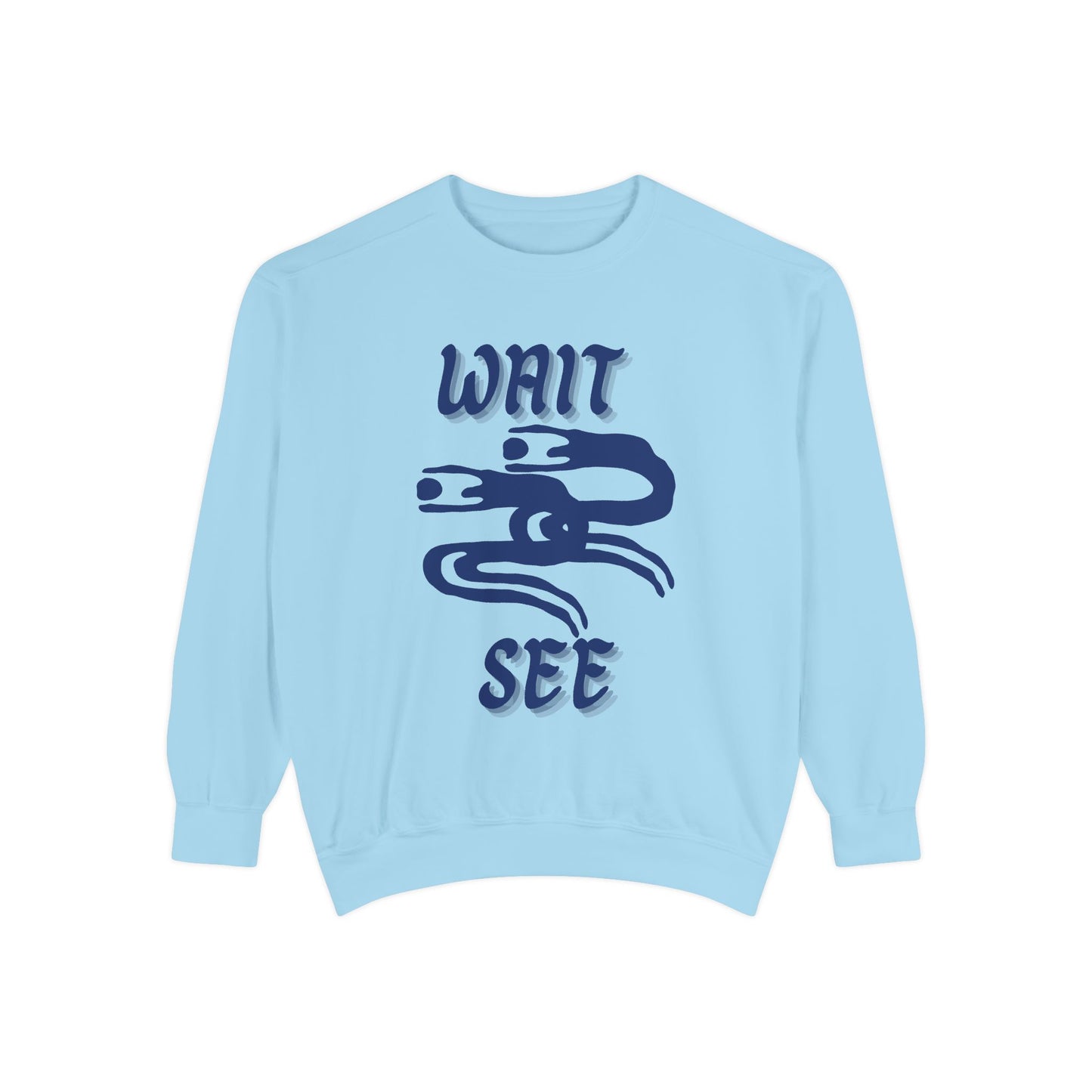 Garment-Dyed Sweatshirt - 'Wait and See' Design