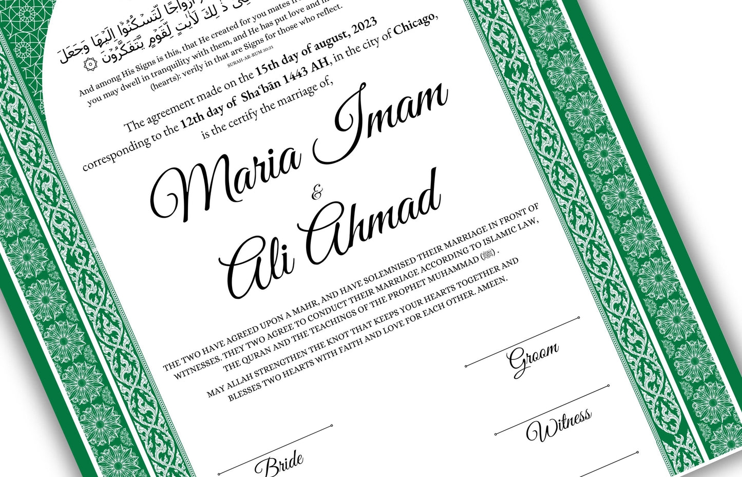 Digital Nikahnama | Marriage Certificate | Nikkah nama | Islamic | Nikkah Contract Template | Wedding Gift | Calligraphy| NN132