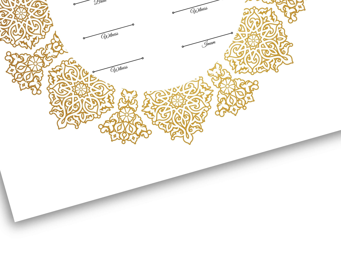 Luxury Gold A4/A3 Nikkah Certificate Template, Premium Gold Frame, Islamic Contract, Wedding Nama, Muslim Marriage Contract. 163