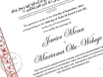 Nikkah Certificate Digital Download, Editable, Template, Muslim Contract, Muslim Marriage, A4, A3, Template, Instat Download. NN275