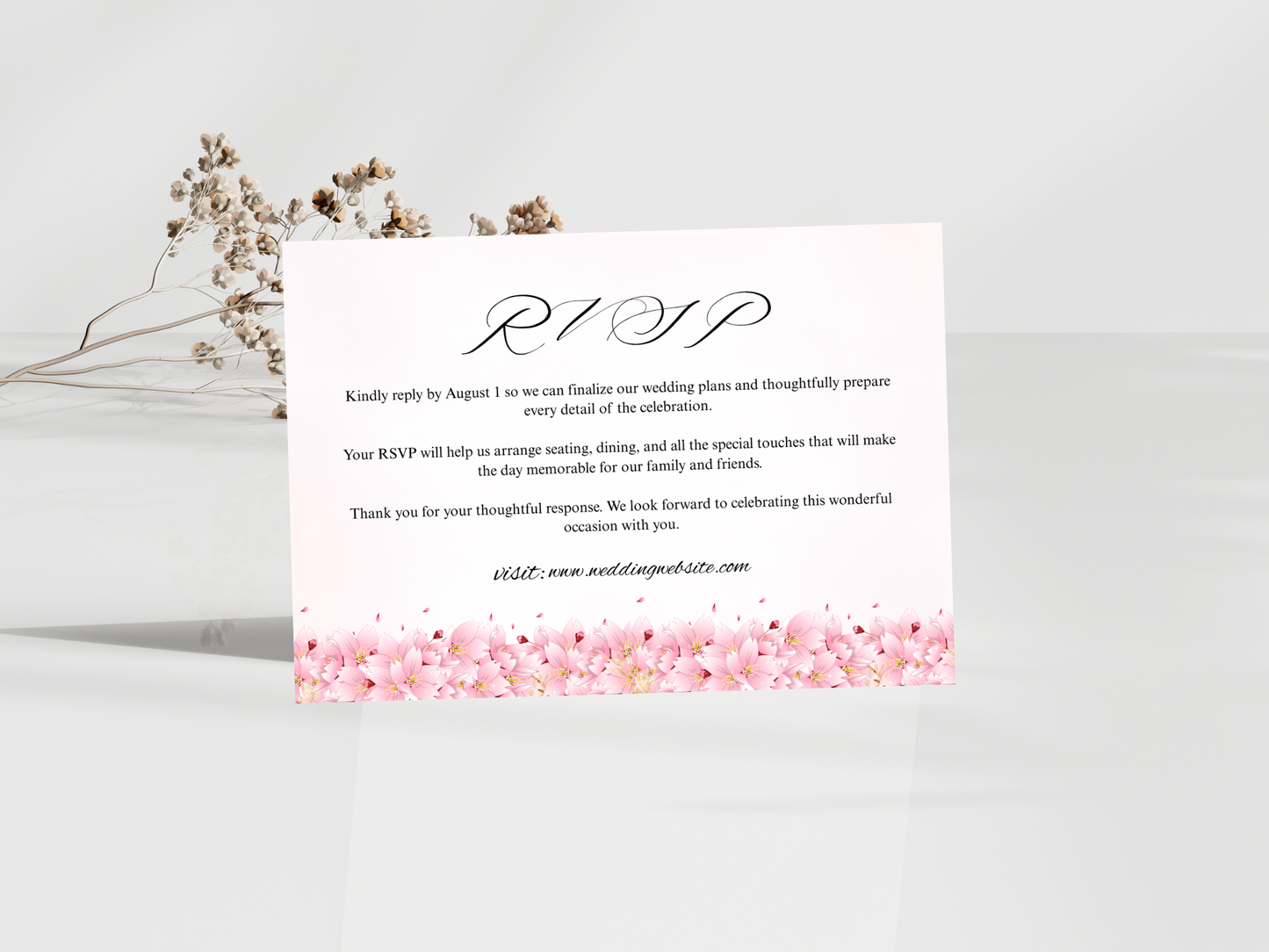 Pink Floral Wedding Invitation, Editable RSVP, Details, Bottle label MTC420