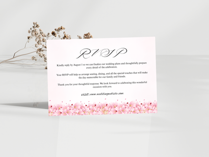 Pink Floral Wedding Invitation, Editable RSVP, Details, Bottle label MTC420