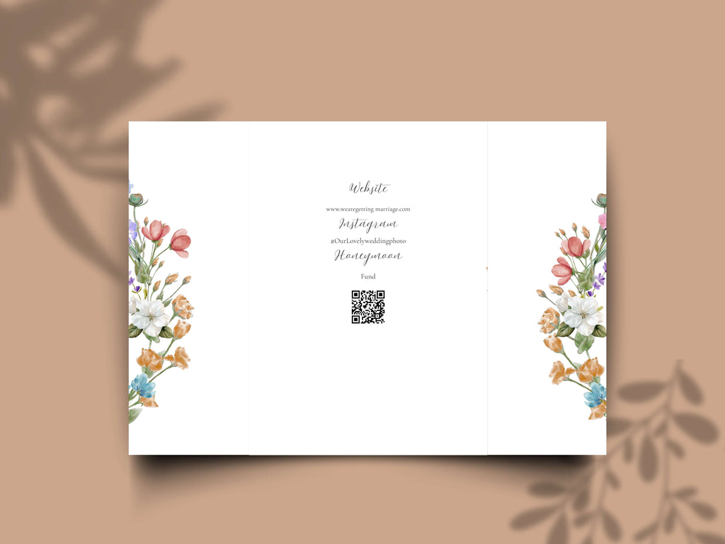 Watercolor Flower Wedding Invitation | Printable Invitation Suite | Romantic Botanical Design. WI170