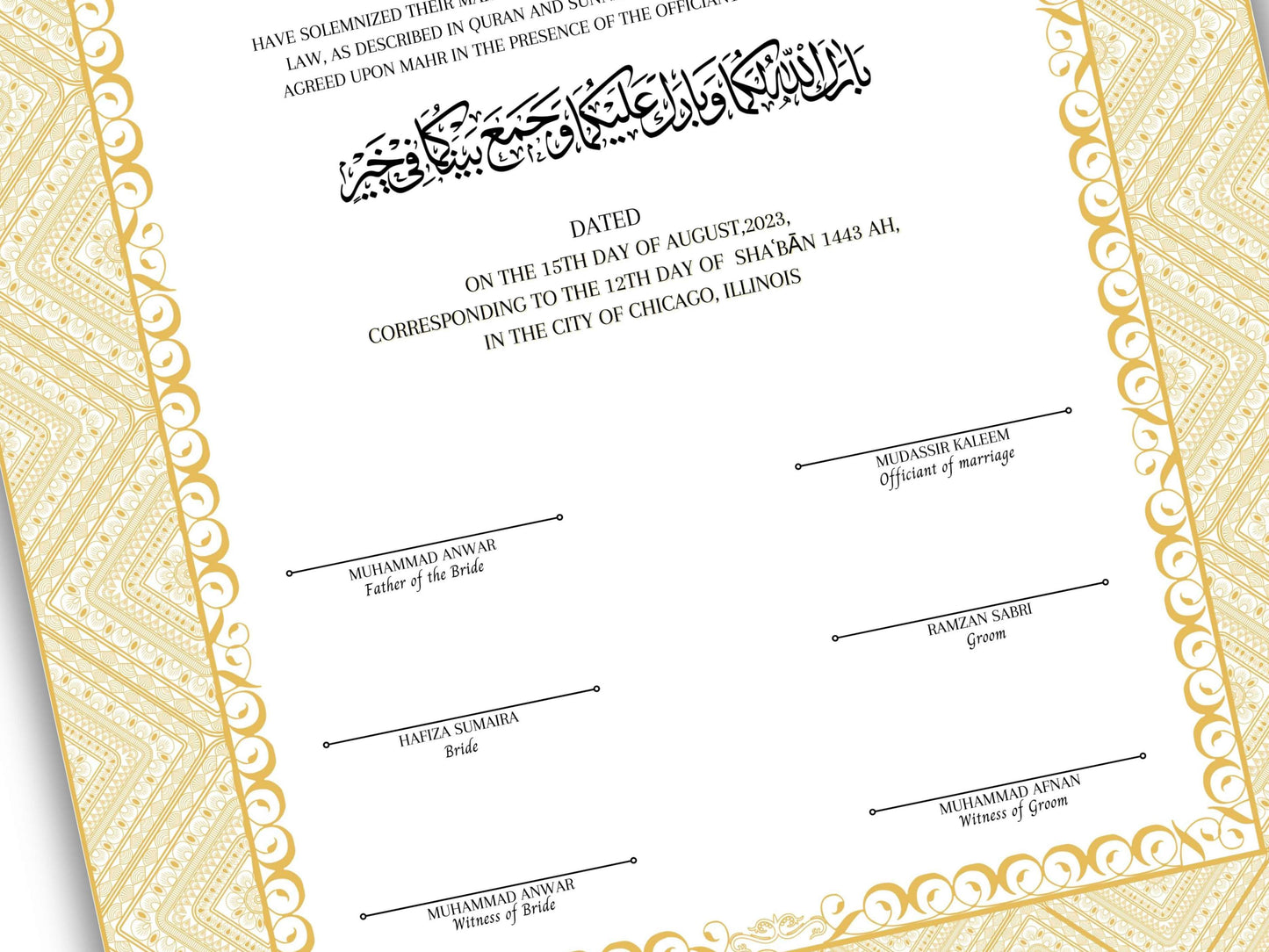 Muslim Wedding Contract, Muslim Agreement, Nikkah nama, Digital Download. nn116