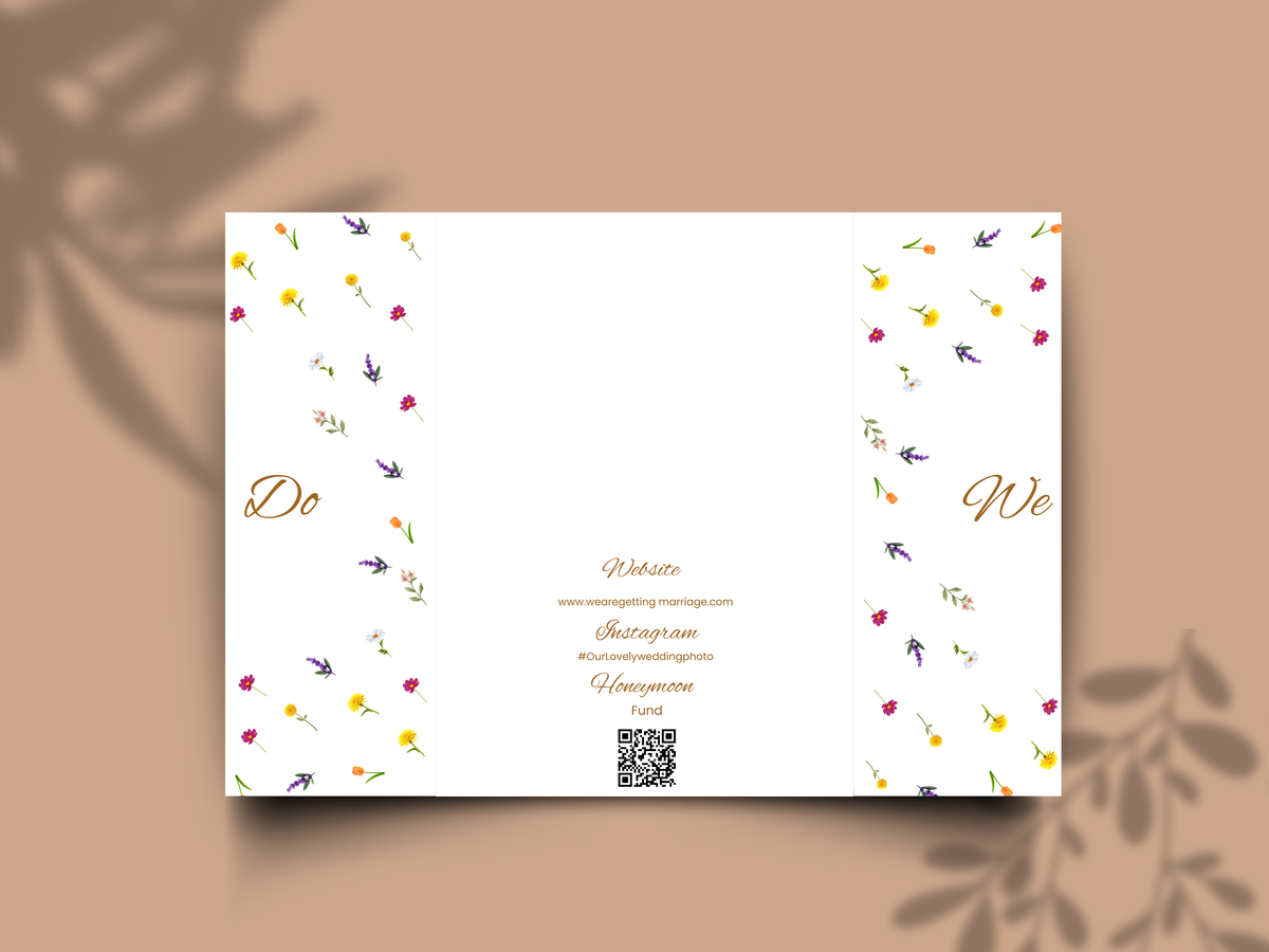 Editable Wedding Invitation Template | Wildflower Gatefold Design | Boho Rustic Canva Invite | Printable Wedding Program. WI185