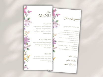 Wedding Menu Template, Thank You Card. WI198