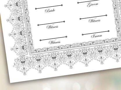 Nikkah Certificate, Nikkahnama, Nikahnama, Muslim Contract, Personalised, A4, A3, Template, Instat Download. NN271