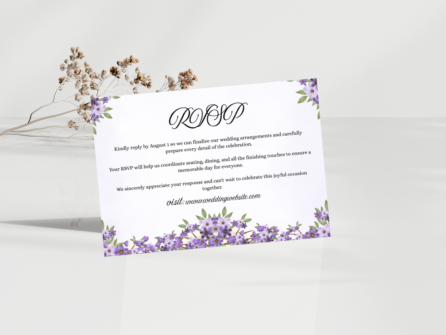 Elegant Floral Wedding Invitation, Details, RVSP, Editable card, Instant Download MTC408