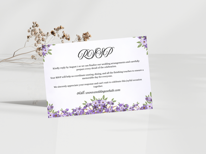 Elegant Floral Wedding Invitation, Details, RVSP, Editable card, Instant Download MTC408