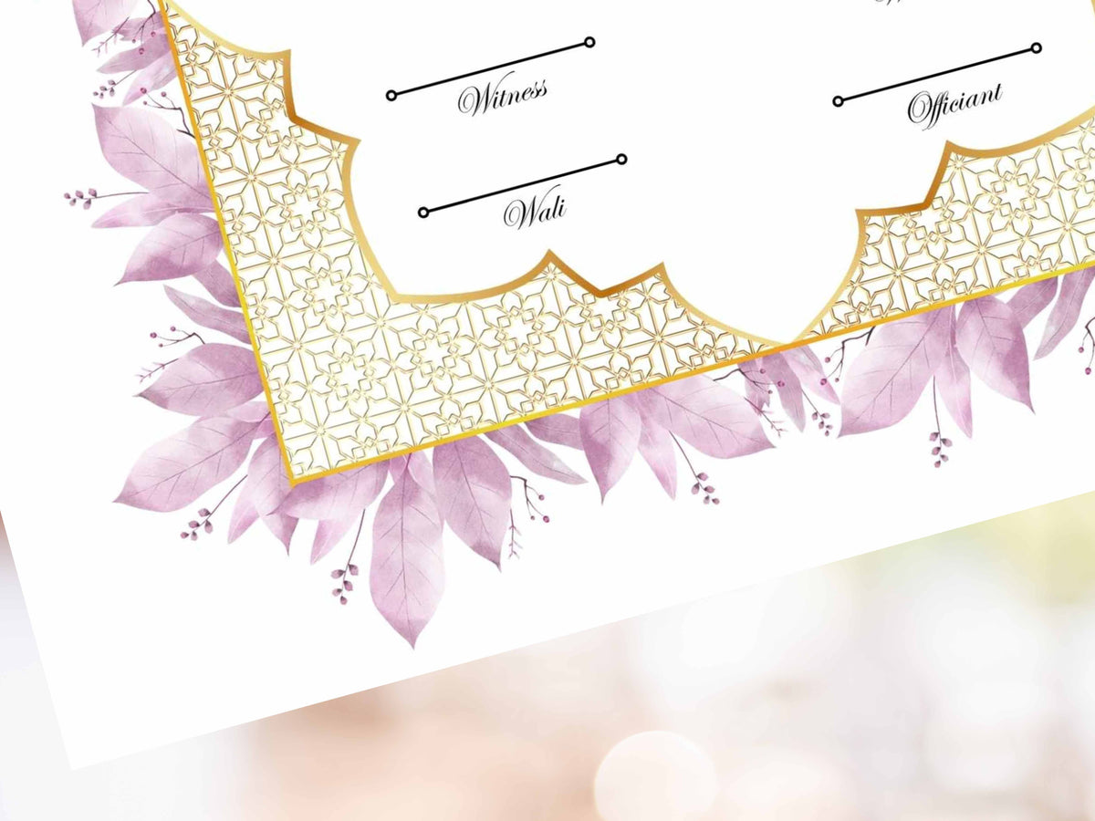 Nikah Certificate | Elegant Digital Islamic Marriage Contract for a Modern Muslim Wedding | Certificate Muslim | NikahNama. NN295
