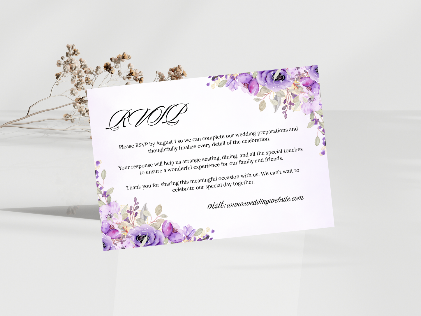 Watercolor Wedding Invitation, RVSP, Details Template, Instant Download MTC400