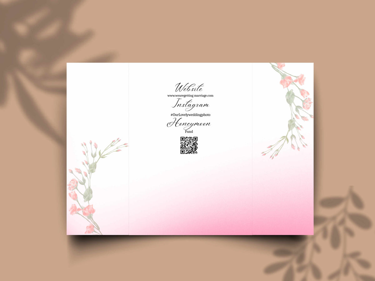 Pink Floral Wedding Invitation Template, Editable Order of Events Card, Modern Wedding Itinerary, Printable Wedding Invite Suite. 171