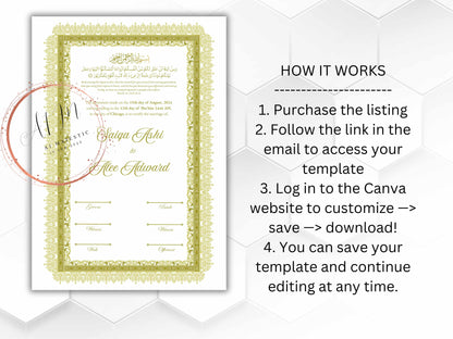 Luxury Nikah certificate. NN287