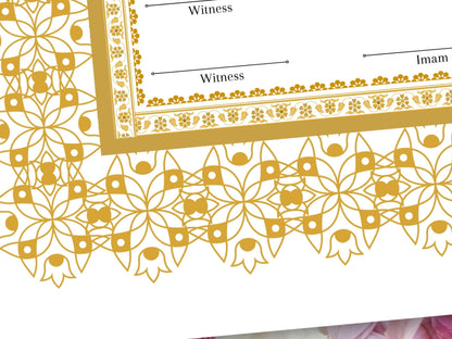 Luxury Nikkah Certificate in Pdf Format, Digital Download Nikkah Contract, Digital Traditional Islamic Wedding Agreement. NT217