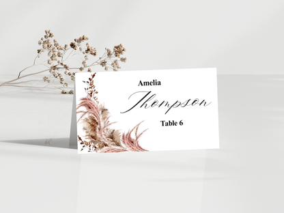 Boho Wedding Menu, Thank You, Table Cards (Editable Template) WI388