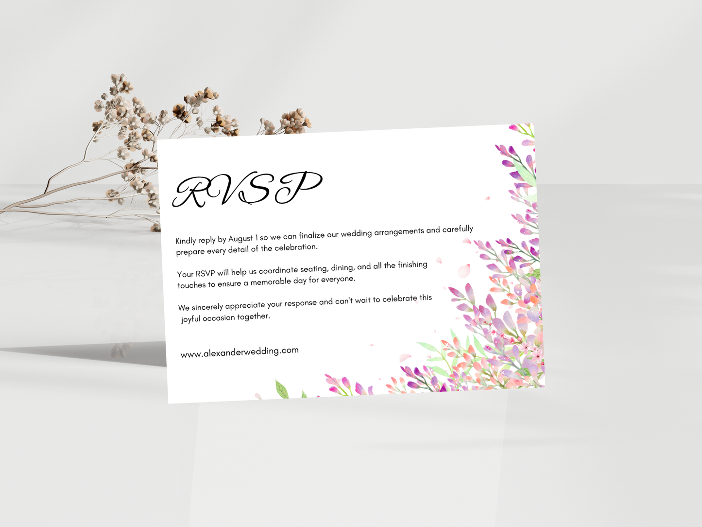 Wisteria Wedding Invitation Bundle, Editable Suite, RSVP, Menu, Details & Thank You Card MTC 423