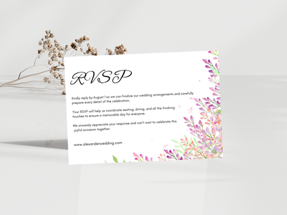 Wisteria Wedding Invitation Bundle, Editable Suite, RSVP, Menu, Details & Thank You Card MTC 423