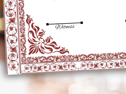 Nikkah nama Template, Contract certificate, Muslim Wedding Certificate. NN285