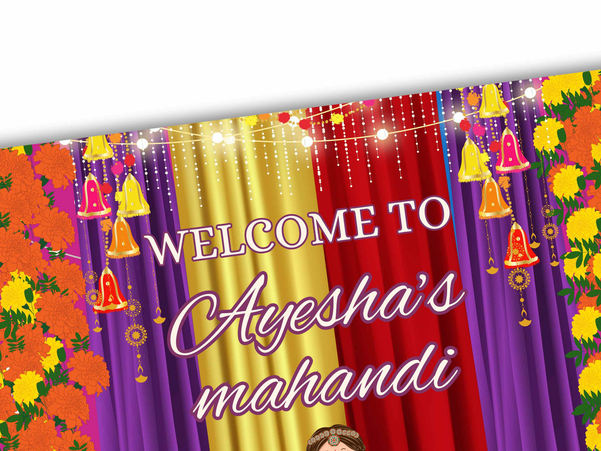 Muslim Mahandi Decor signs Template, Mahandi Night Signs, Henna Welcome signs, Punjabi Mahandi signs, Digial Template, 24 x 18 in. NN6