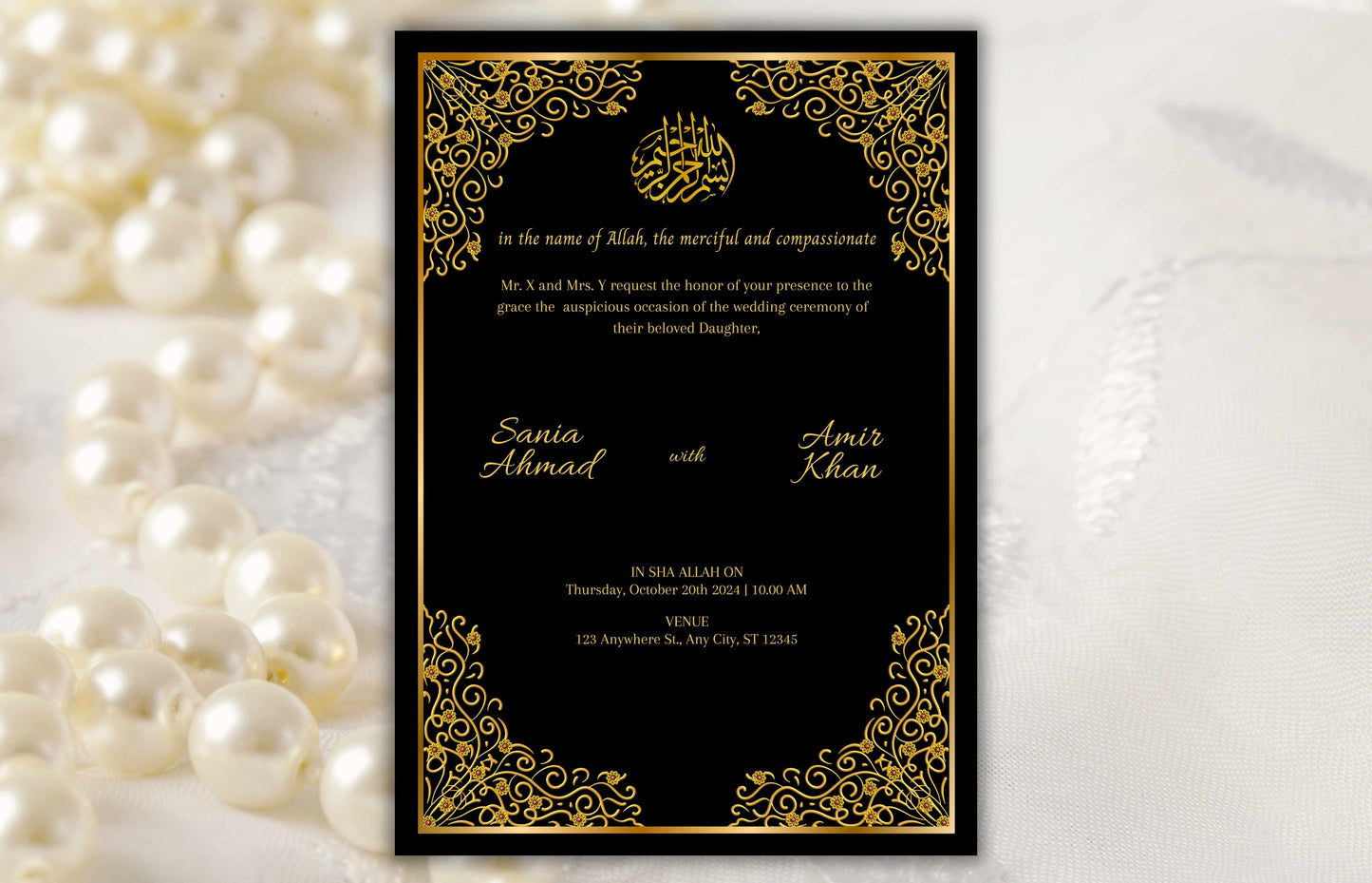 Digital Muslim Wedding Card Set, Islamic Wedding Invitation Template, RSVP Template, Envelope Template, Details Card Template, Digital. 26