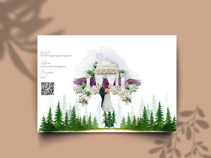 Mountain Wedding Invitation Template | Watercolor Forest Itinerary Invite | Rustic Outdoor Wedding Program | Editable Template.wi177