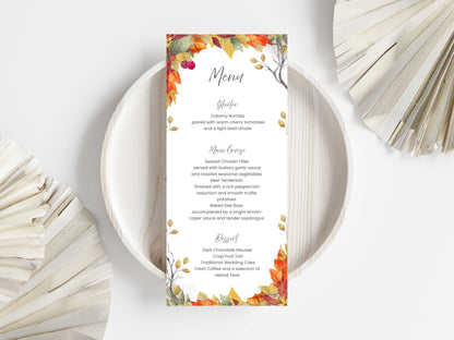 Wedding Menu Template | Editable Canva Place Card. WI210