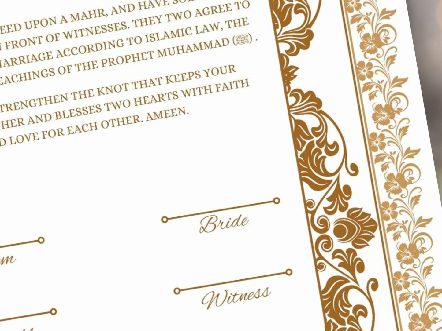 Nikkah Certificate Digital, Nikkah Contract, Editable Nikkah Nama | Islamic Wedding Contract, Muslim Marriage Certificate. NN282