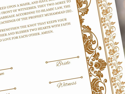 Nikkah Certificate Digital, Nikkah Contract, Editable Nikkah Nama | Islamic Wedding Contract, Muslim Marriage Certificate. NN282