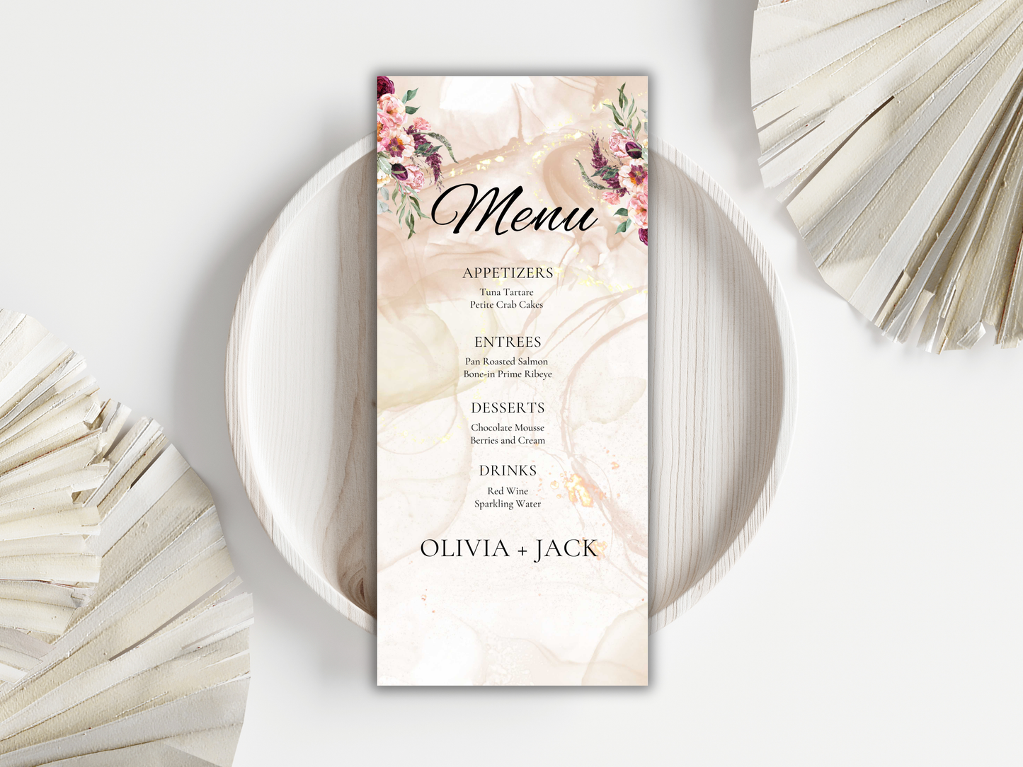 Wedding Menu Card Template, Table Card Thank you Card. WI269