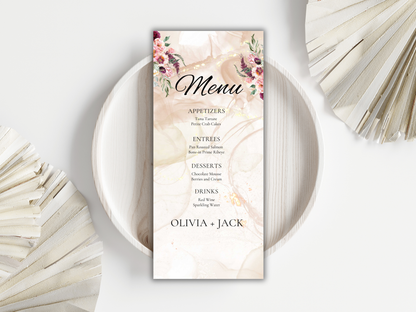 Wedding Menu Card Template, Table Card Thank you Card. WI269