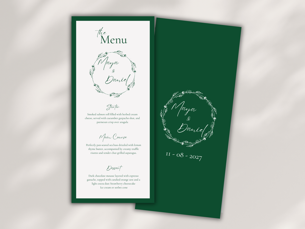 Wedding Menu Template, Place Card. WI200
