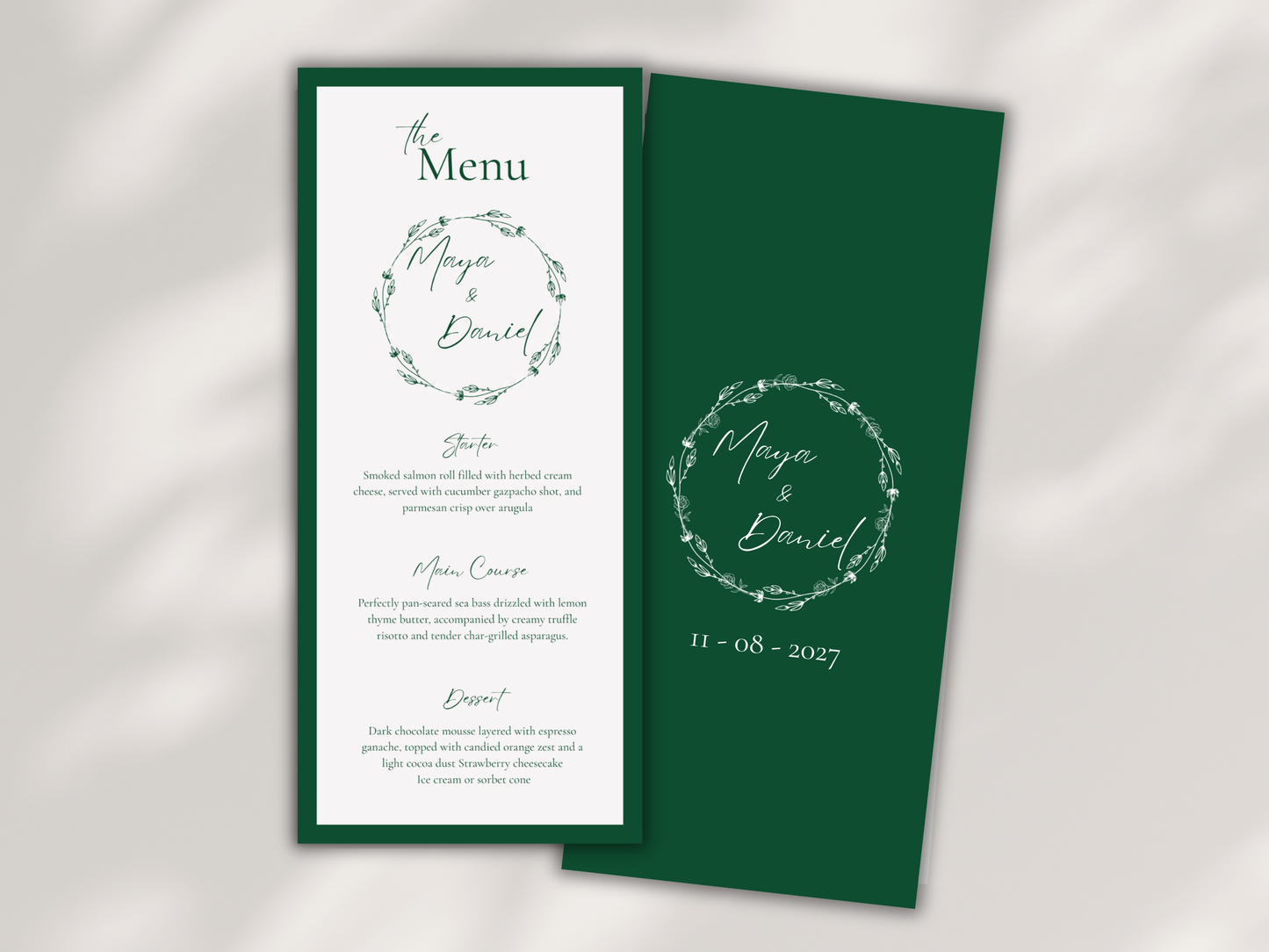 Wedding Menu Template, Place Card. WI200