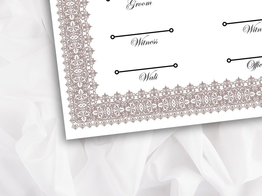 Nikkah Certificate Digital Download Personalised, A4, A3, Template, Editable, Brown Nikkah Nama, Nikkah Contract, Muslim Contract. NN266