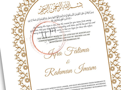 Nikkah Certificate Digital Download Personalised, A4, A3, Template, Editable, Purple Nikkah Nama, Nikkah Contract, Muslim Contract. NN288