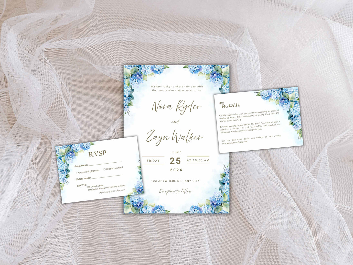Wedding Invitation Set, RSVP, Dark Floral, Wedding Invitation, Details, Editable, Template, WI229