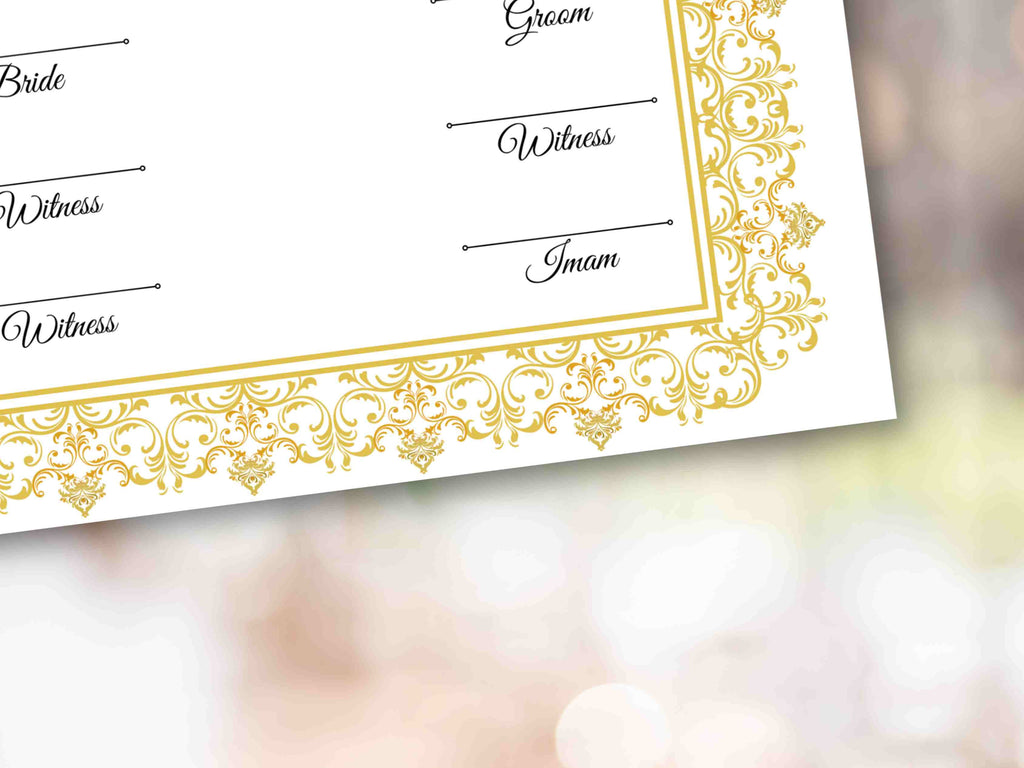 Nikkah Certificate Digital Download Personalised, A4, A3, Template, Editable, Gold Nikkah Nama, Nikkah Contract, Muslim Contract. NN292