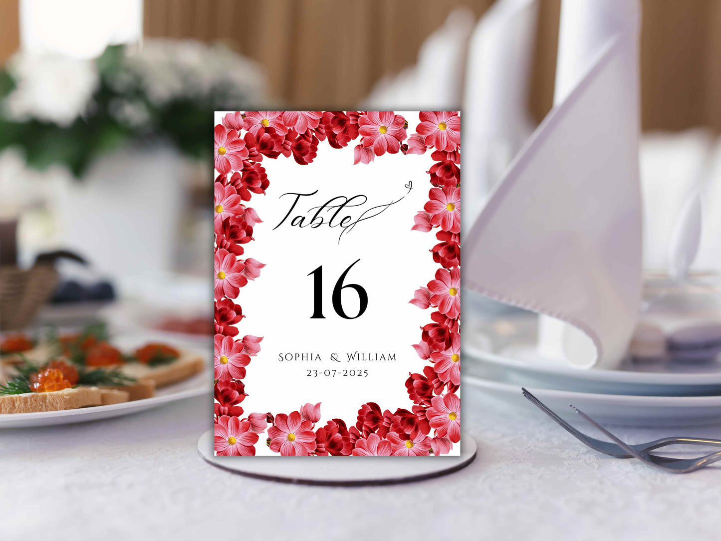 Wedding Table Numbers Template, Wedding Table Numbers, Pink Flower, Floral Wreath, Printable Table Numbers, Wedding Seating Chart. TS5