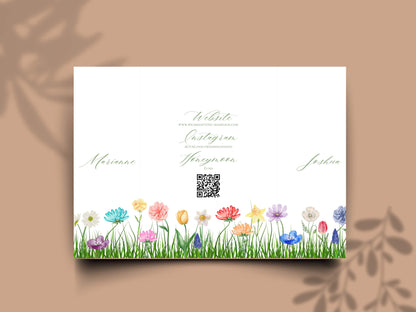 Elegant Gatefold Wedding Invitation | Floral Folded Invite | Printable Wedding Template | RSVP & Details Card | Editable PDF. WI134